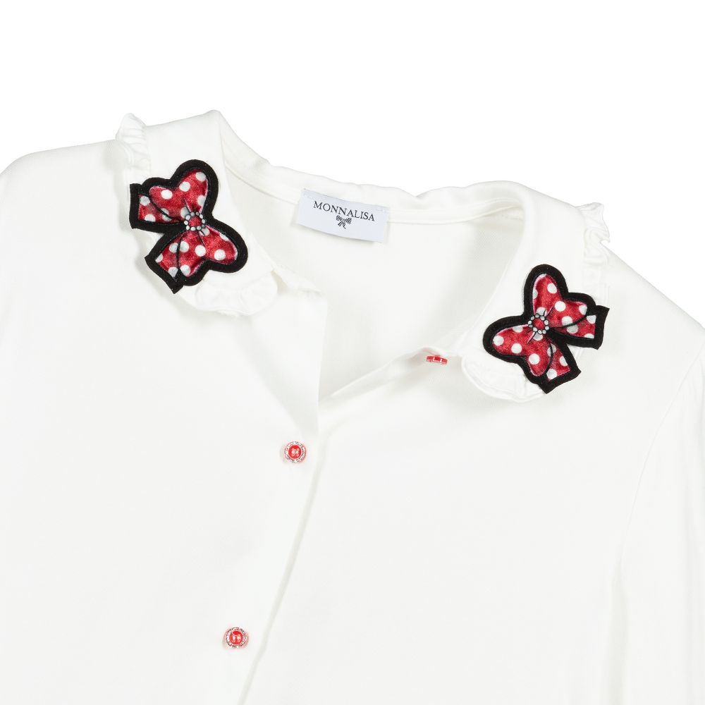 Monnalisa-Teen White Viscose Bow Blouse | Childrensalon Outlet