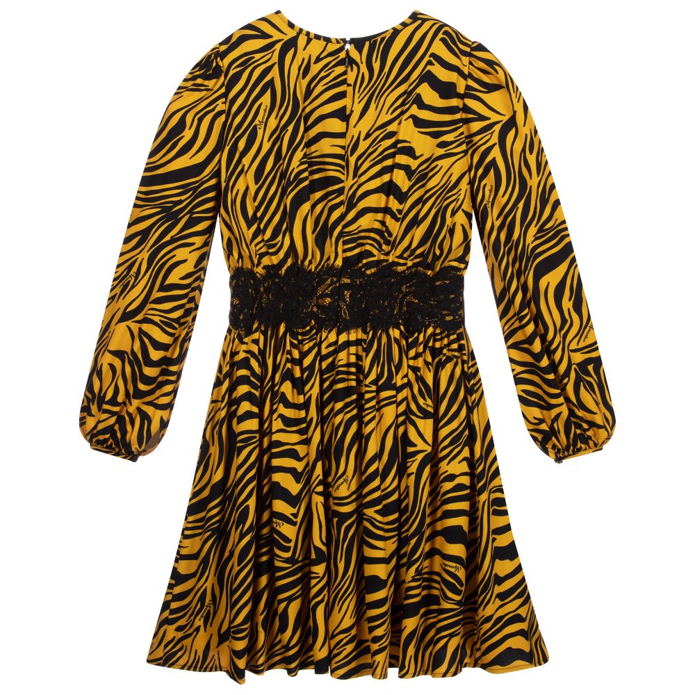 Monnalisa Teen Yellow Zebra Print Dress
