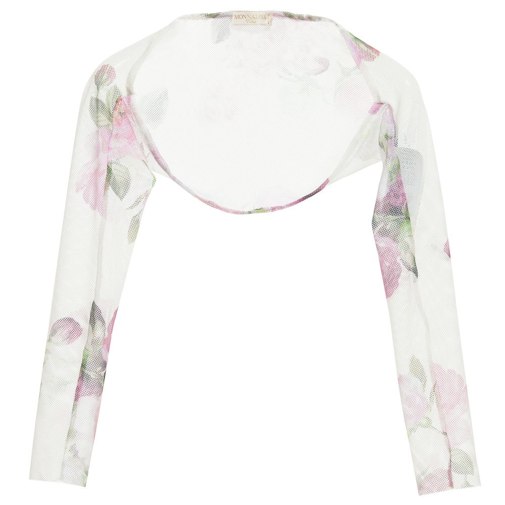 Monnalisa Chic-Vintage Rose Print Mesh Bolero | Childrensalon Outlet