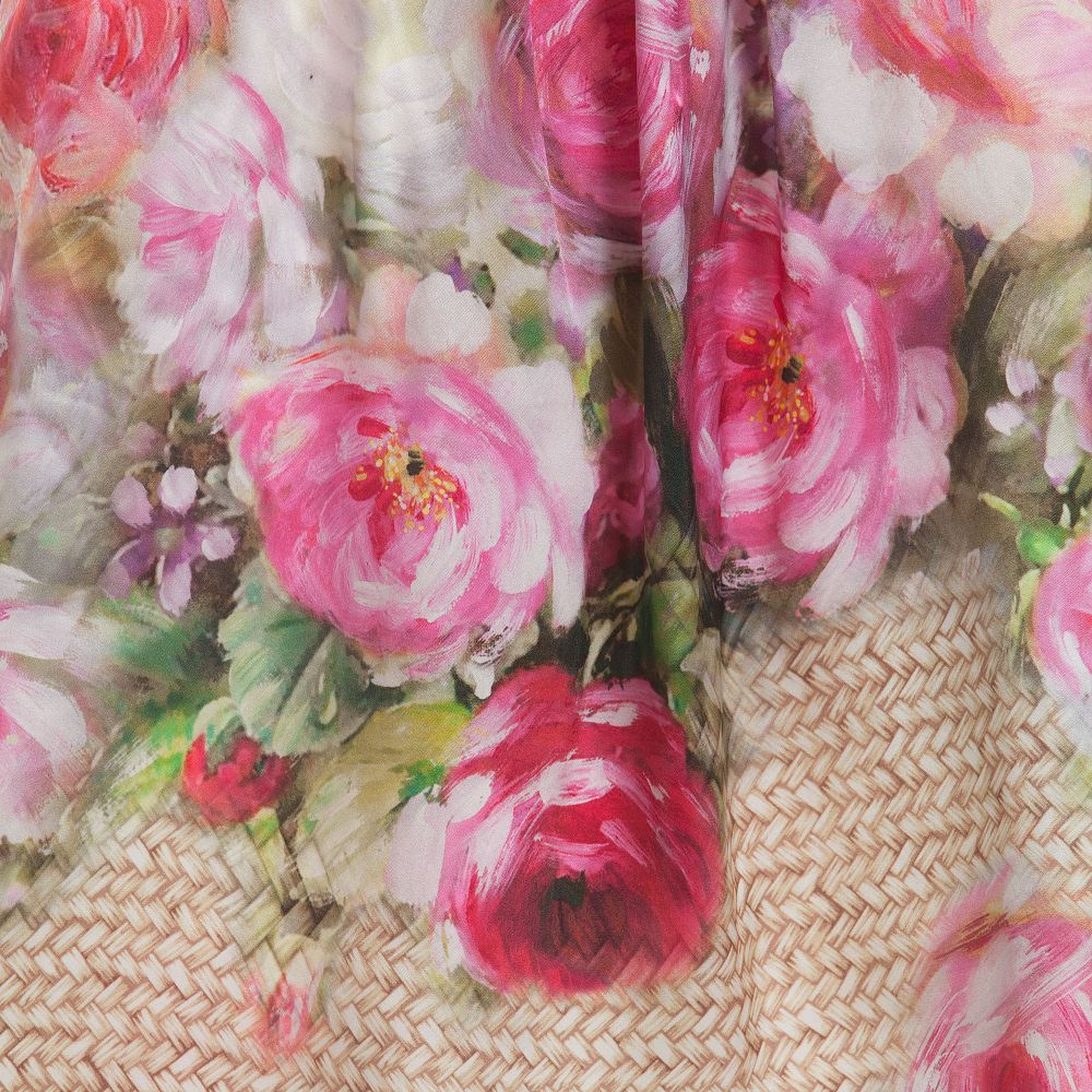 Monnalisa Chic-Vintage Rose Print Watercolour Silk Dress | Childrensalon Outlet