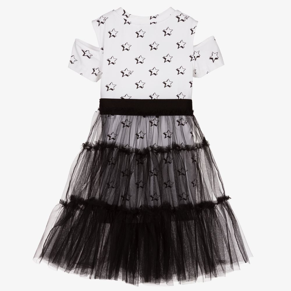 Monnalisa-Черно-белое платье 2-в-1 | Childrensalon Outlet