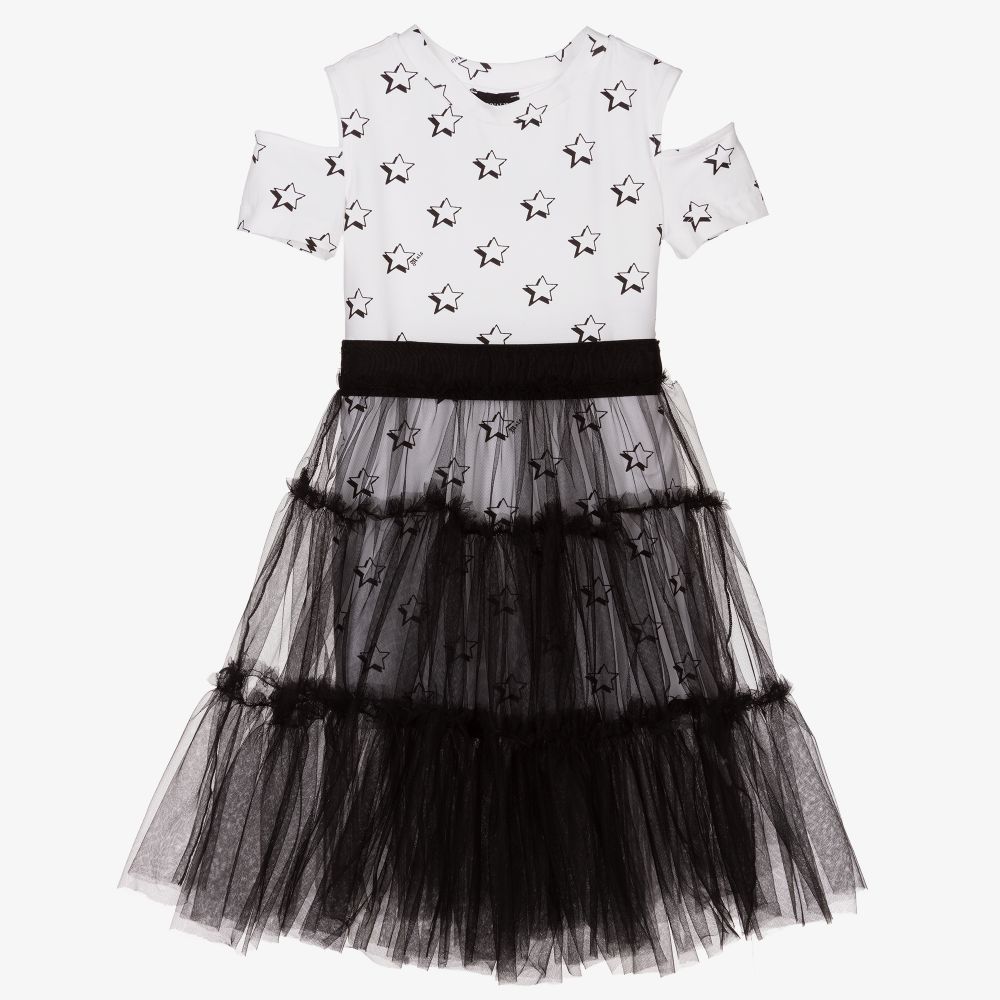 Monnalisa - Robe 2 en 1 blanche et noire | Childrensalon