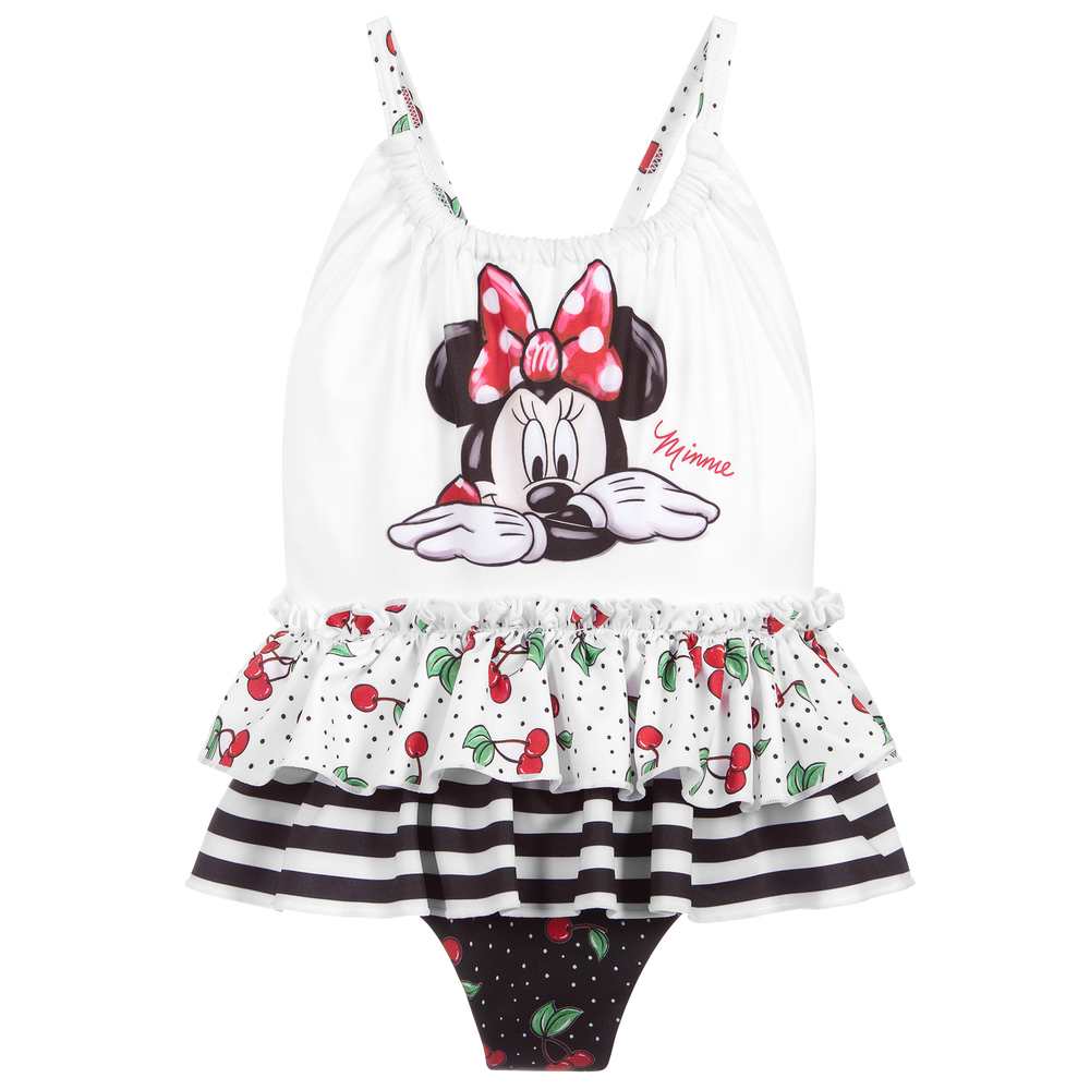 Monnalisa - White & Black Disney Swimsuit  | Childrensalon