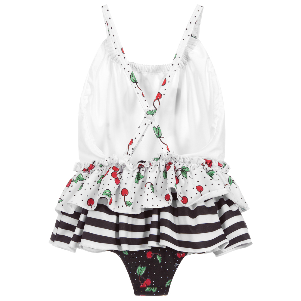 Monnalisa-White & Black Disney Swimsuit  | Childrensalon Outlet