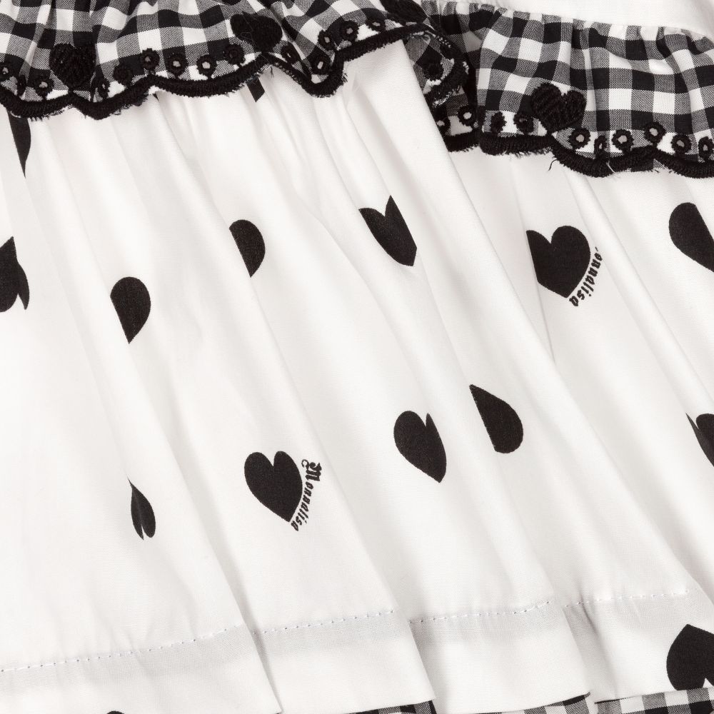 Monnalisa-Черно-белая юбка с сердечками | Childrensalon Outlet