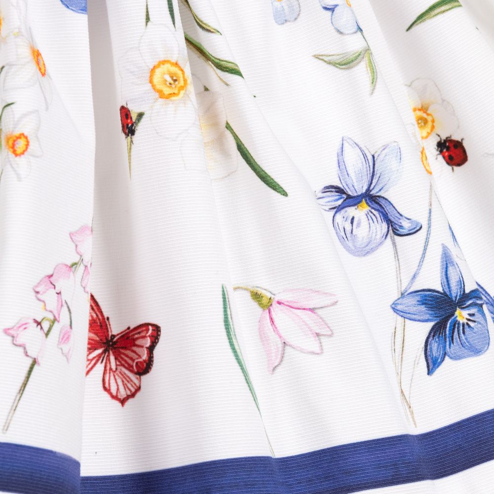 Monnalisa-White & Blue Cotton Skirt | Childrensalon Outlet