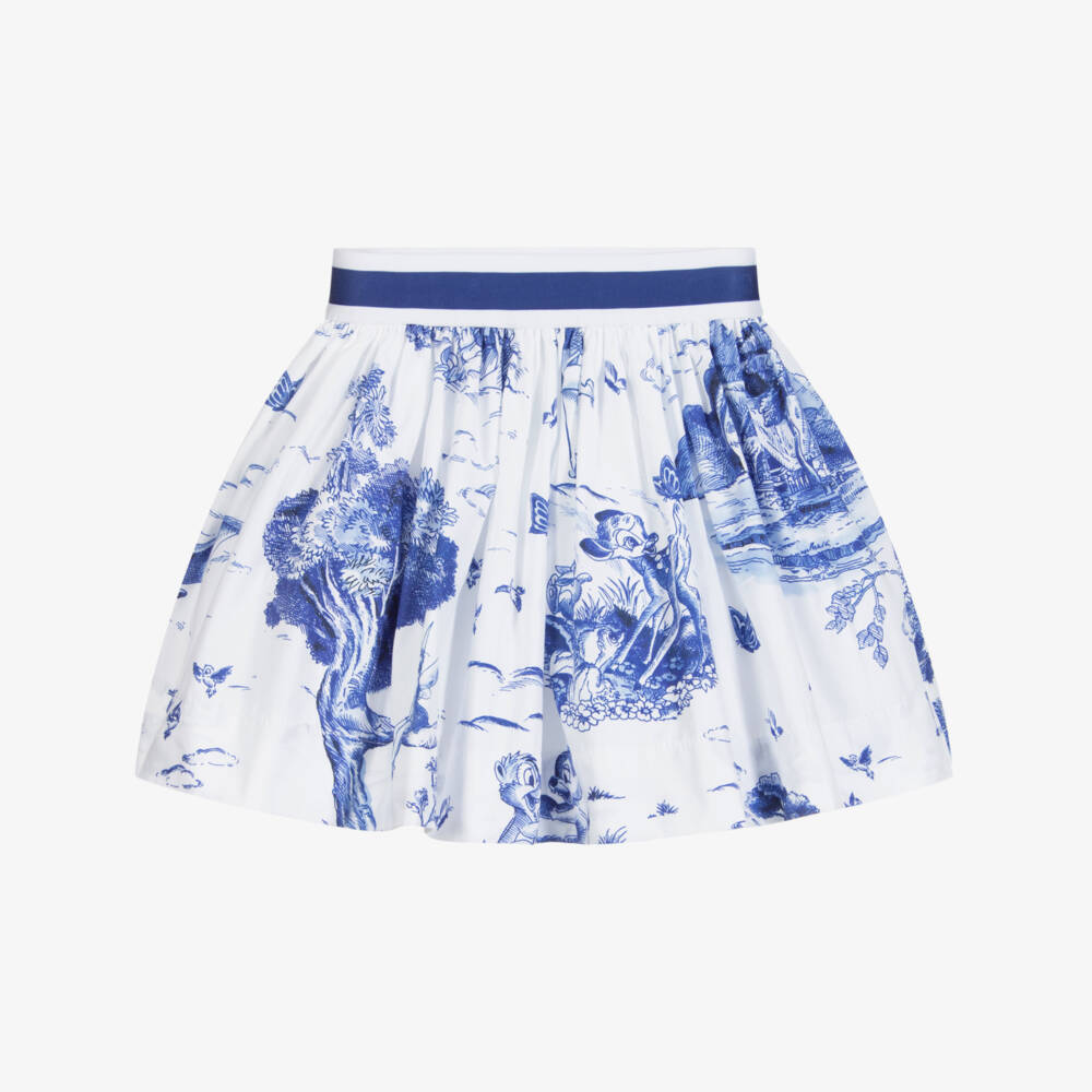 Monnalisa-White & Blue Disney Skirt | Childrensalon Outlet