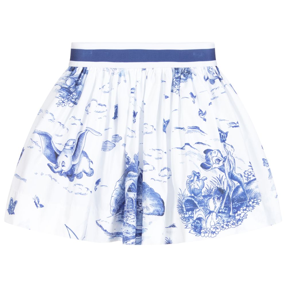 Monnalisa-White & Blue Disney Skirt | Childrensalon Outlet