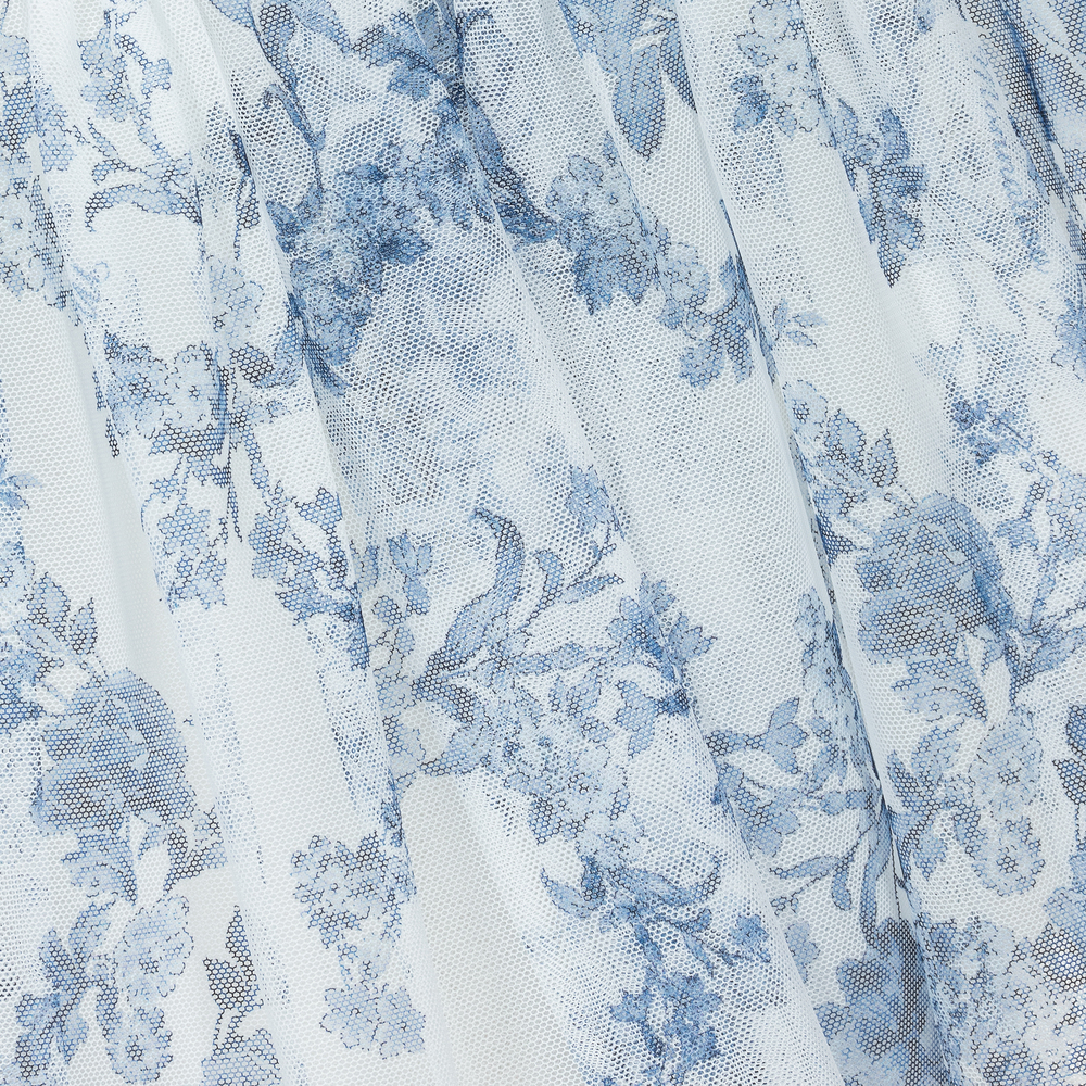 Monnalisa-White & Blue Floral Dress | Childrensalon Outlet