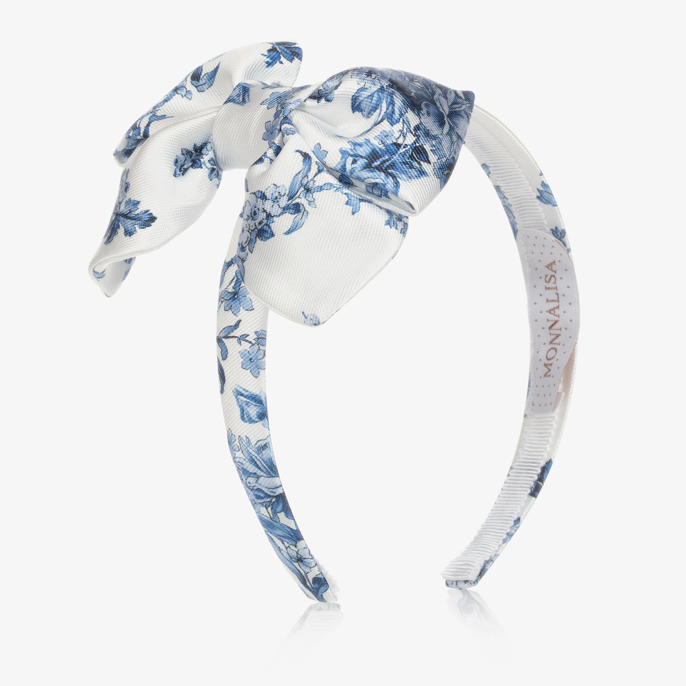 Monnalisa - White & Blue Floral Hairband | Childrensalon