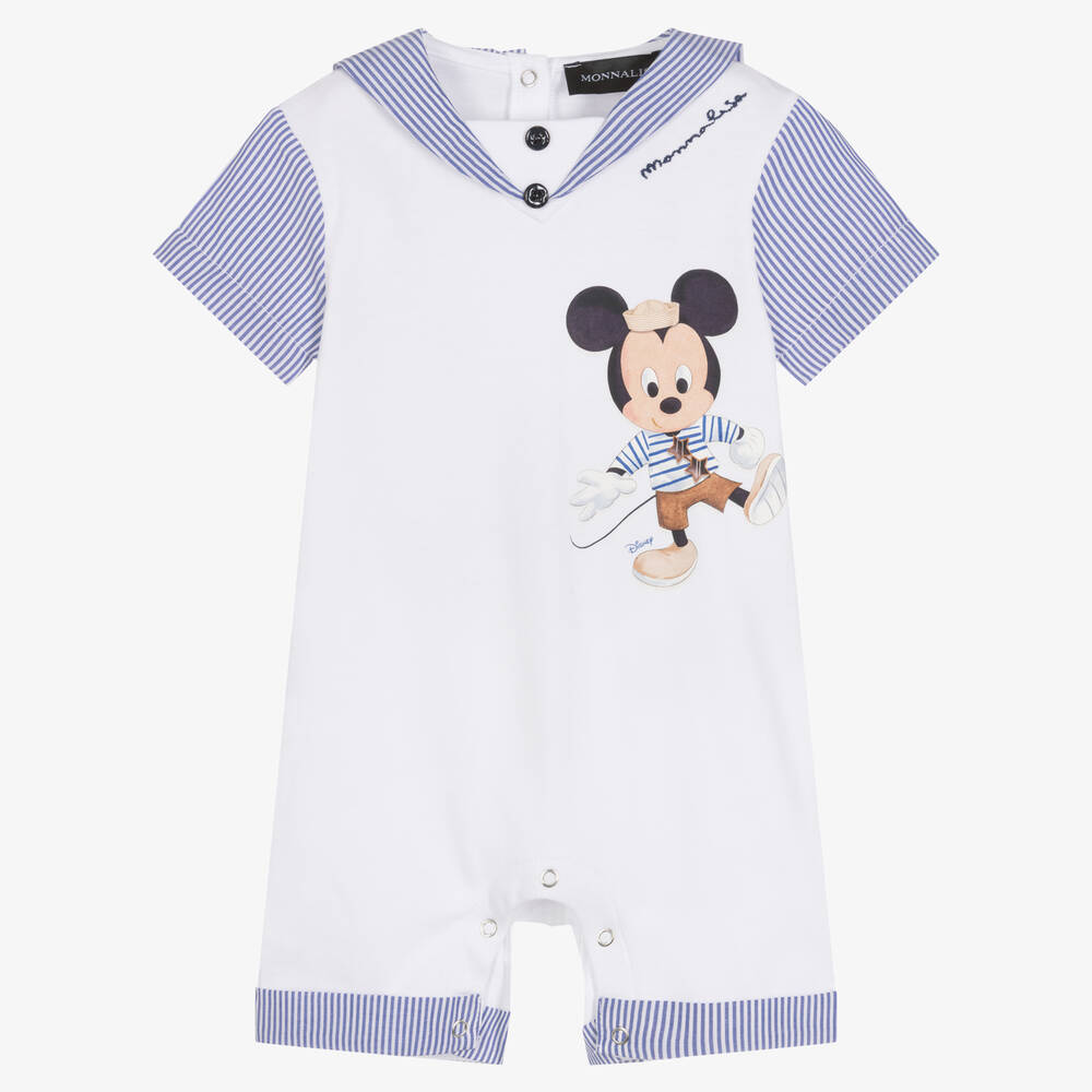 Monnalisa - White & Blue Striped Disney Shortie | Childrensalon