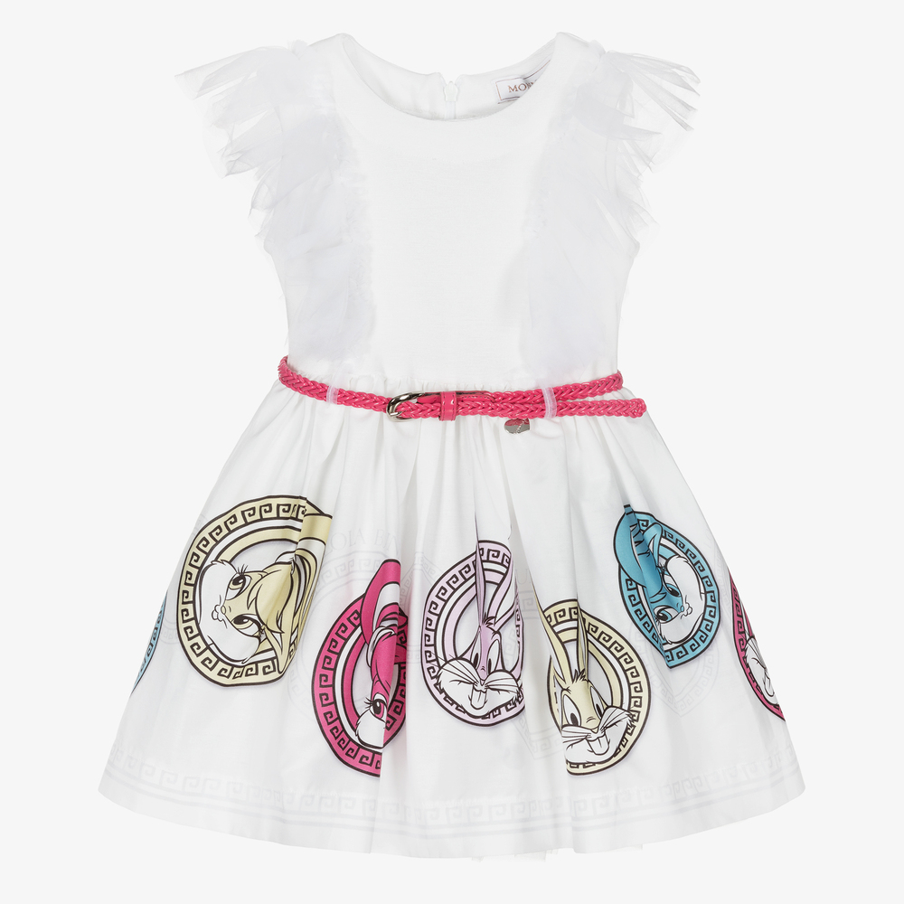 Monnalisa - White Bugs Bunny & Lola Dress | Childrensalon