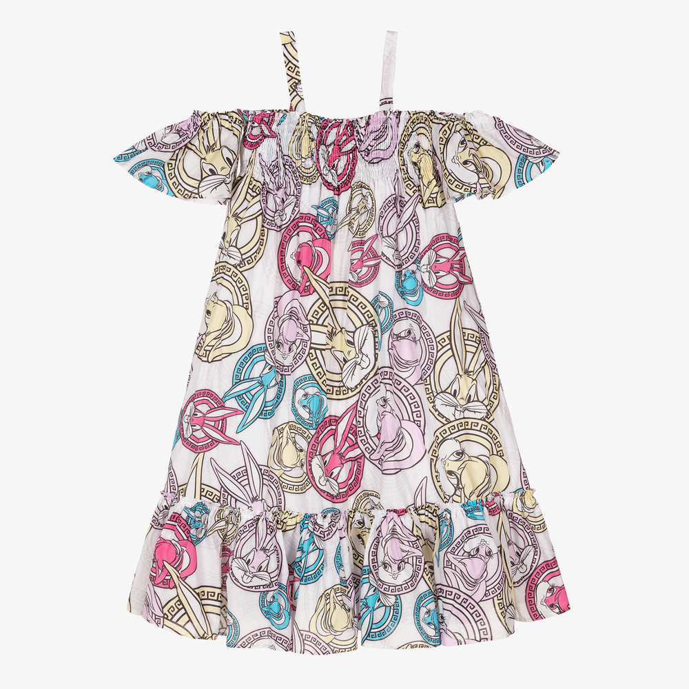 Monnalisa-Белое платье с Багзом Банни и Лолой | Childrensalon Outlet