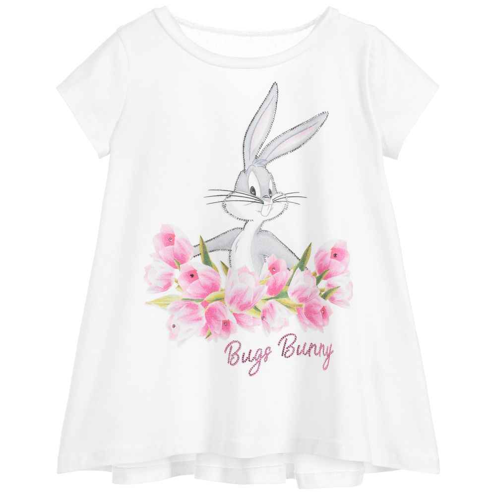 Monnalisa - White Bugs Bunny T-Shirt | Childrensalon