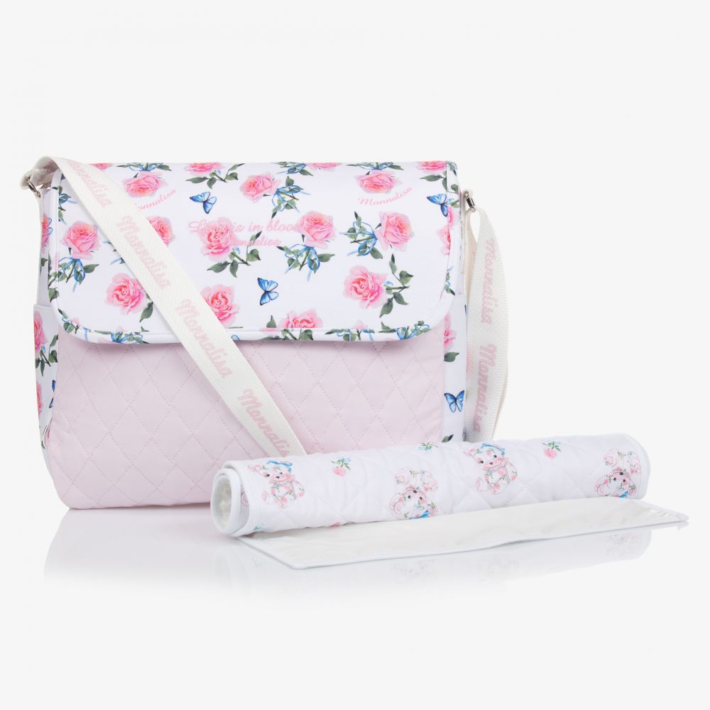 Monnalisa - حقيبة لمستلزمات الأطفال لون أبيض وزهري (42 سم) | Childrensalon