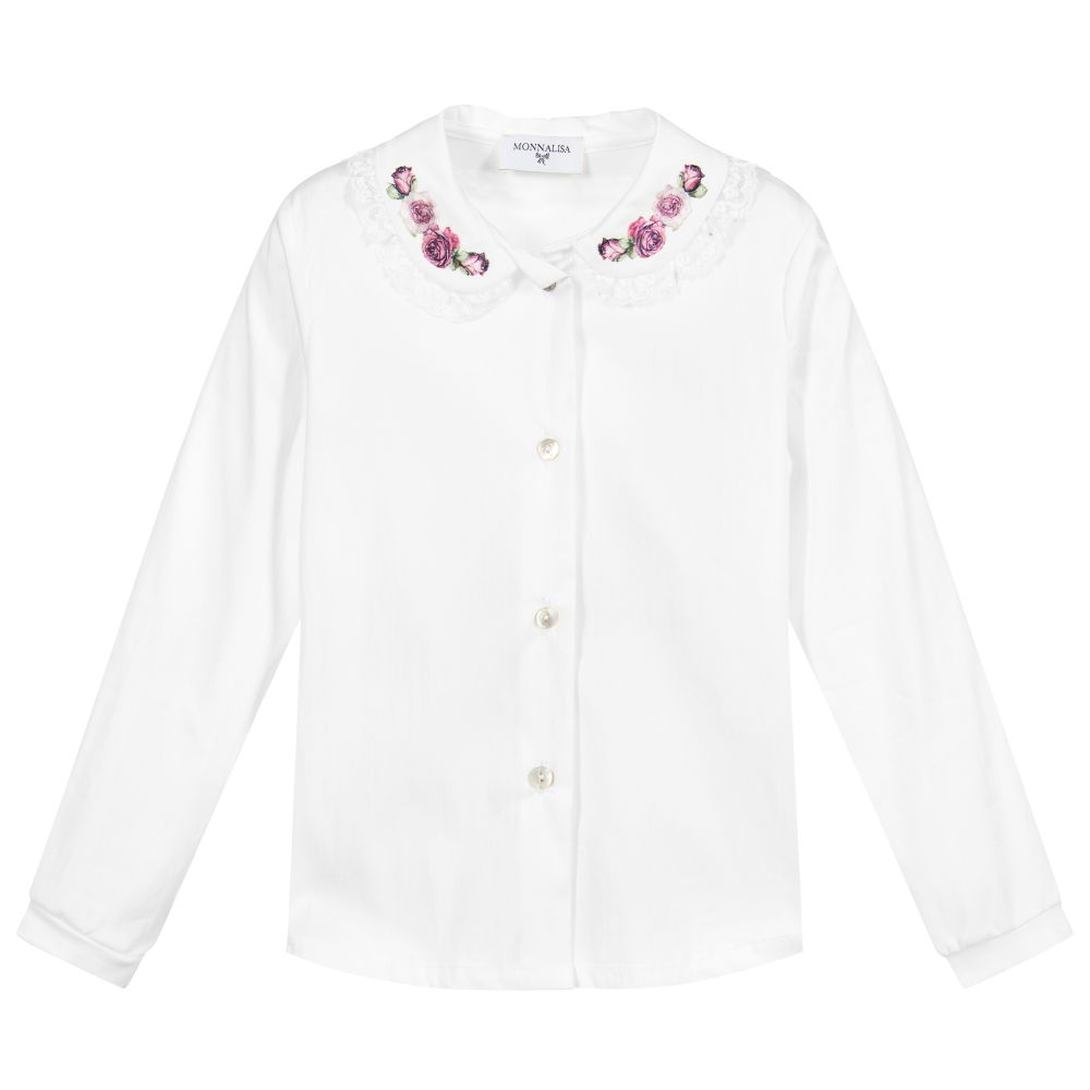Monnalisa - Белая блузка из хлопка | Childrensalon