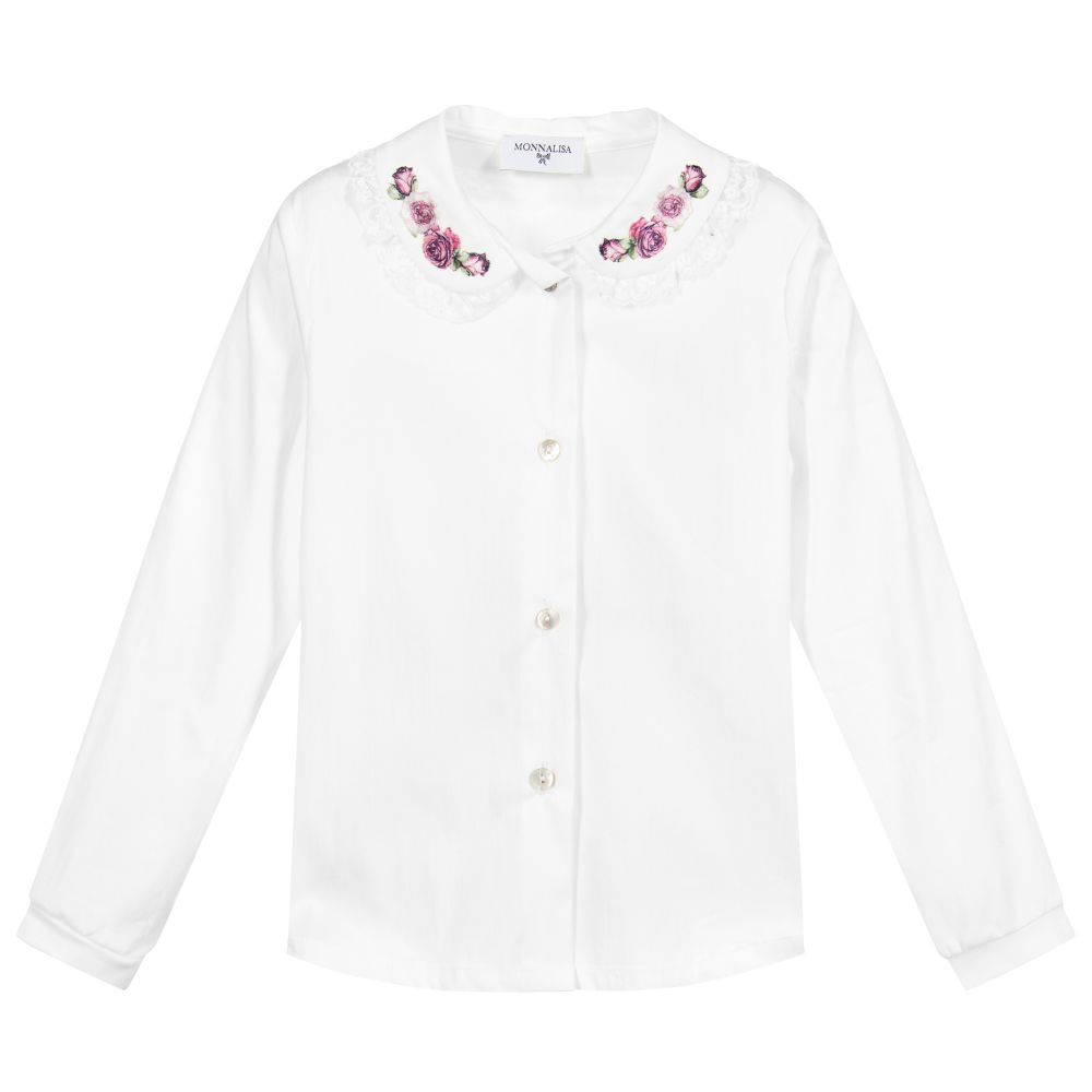 Monnalisa - Blouse blanche en coton | Childrensalon