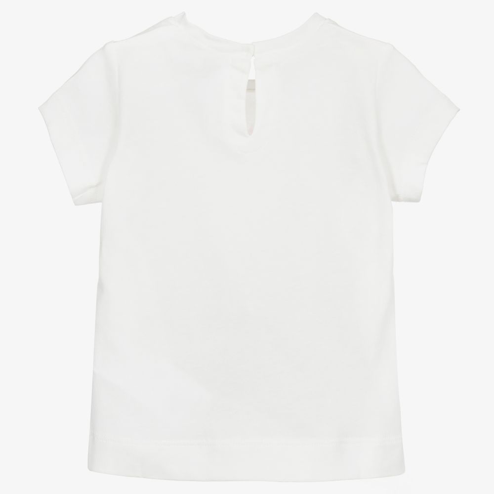 Monnalisa-تيشيرت أطفال بناتي قطن لون أبيض | Childrensalon Outlet
