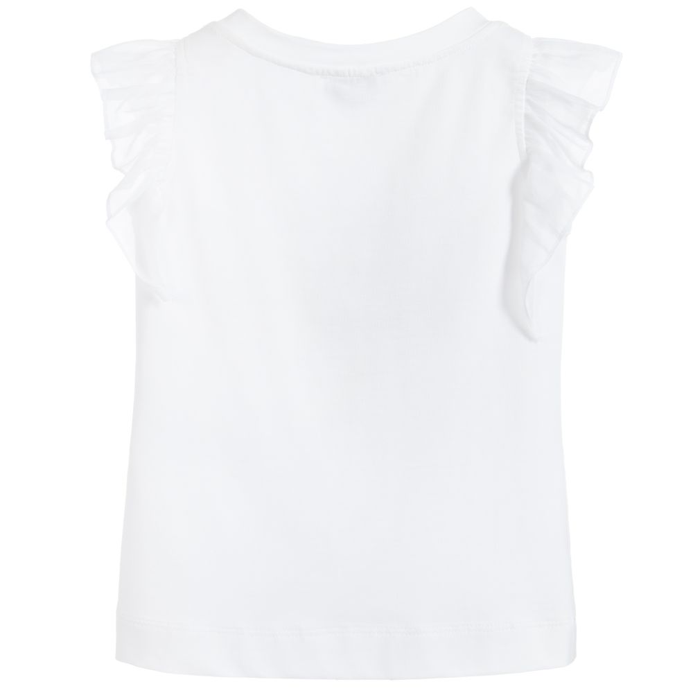 Monnalisa-تيشيرت قطن لون أبيض للبنات | Childrensalon Outlet