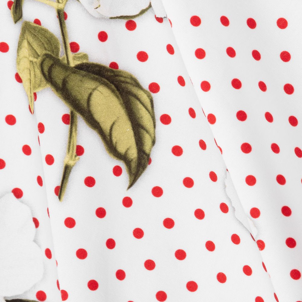 Monnalisa-White Cotton Floral Dress | Childrensalon Outlet