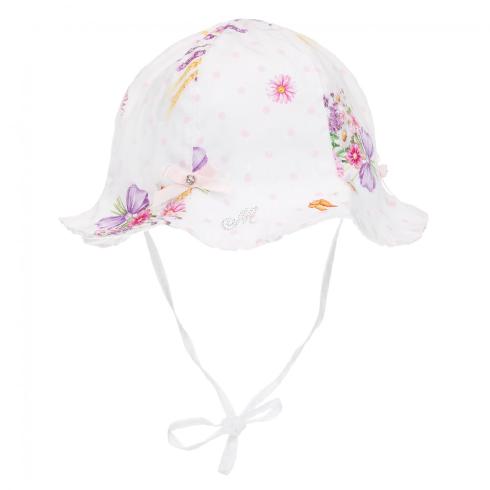 Monnalisa Bebé - White Cotton Hat | Childrensalon