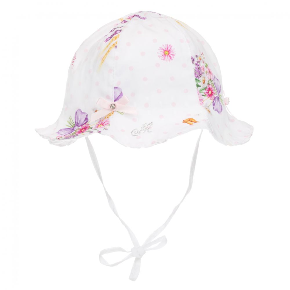 Monnalisa Bebé-White Cotton Hat | Childrensalon Outlet
