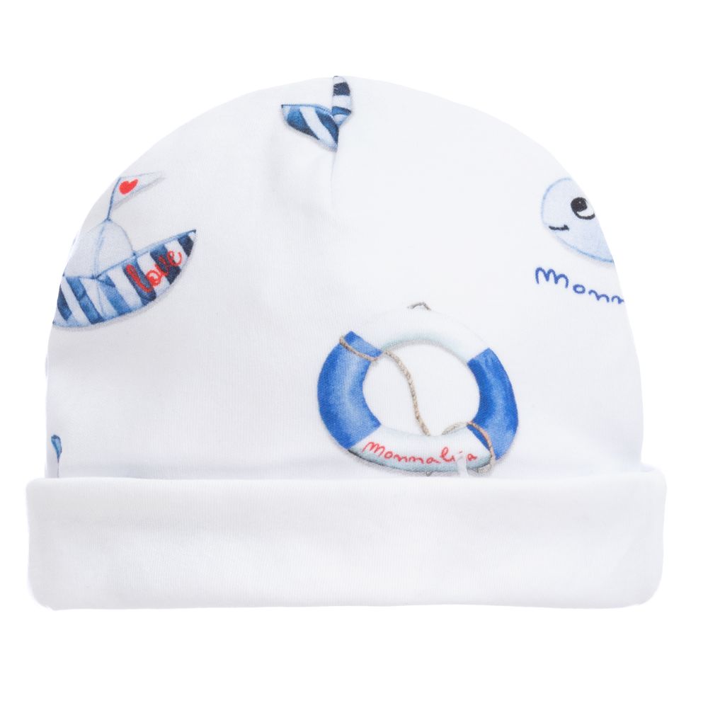 Monnalisa-White Cotton Jersey Hat | Childrensalon Outlet