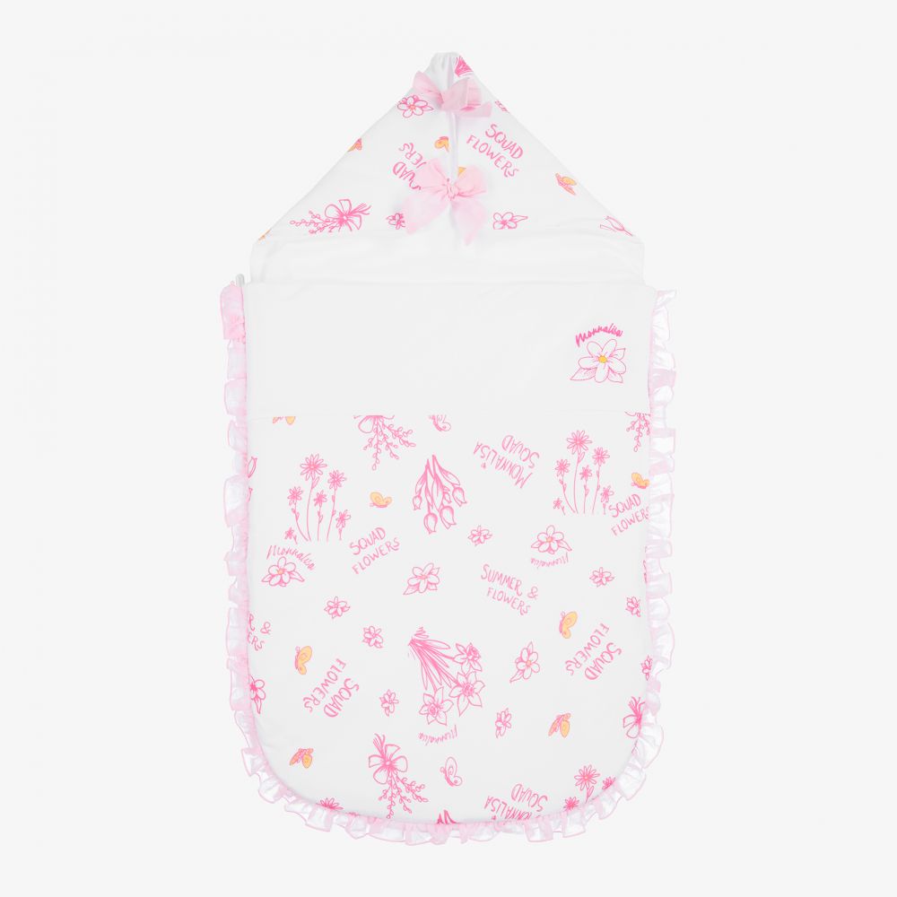 Monnalisa - Weißer Baumwollfußsack (74 cm) | Childrensalon