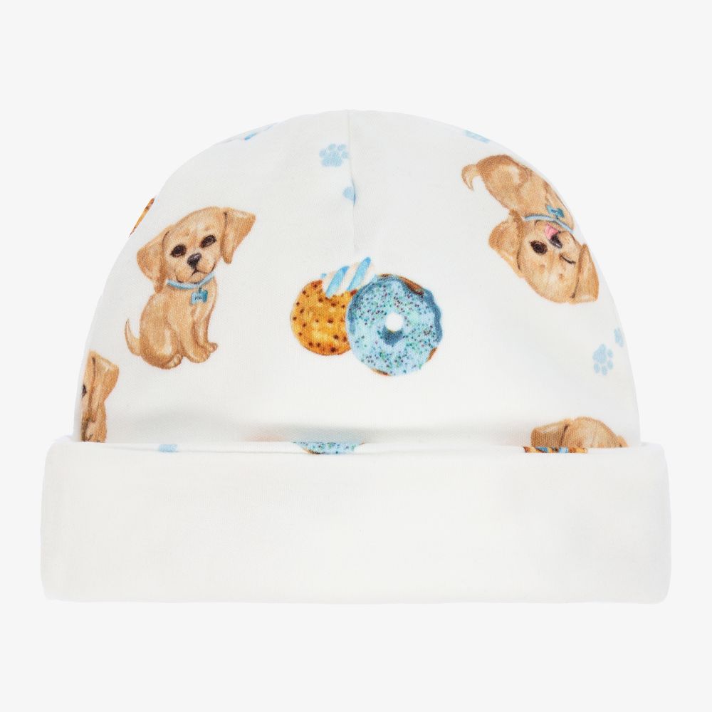 Monnalisa-White Cotton Puppy Hat | Childrensalon Outlet