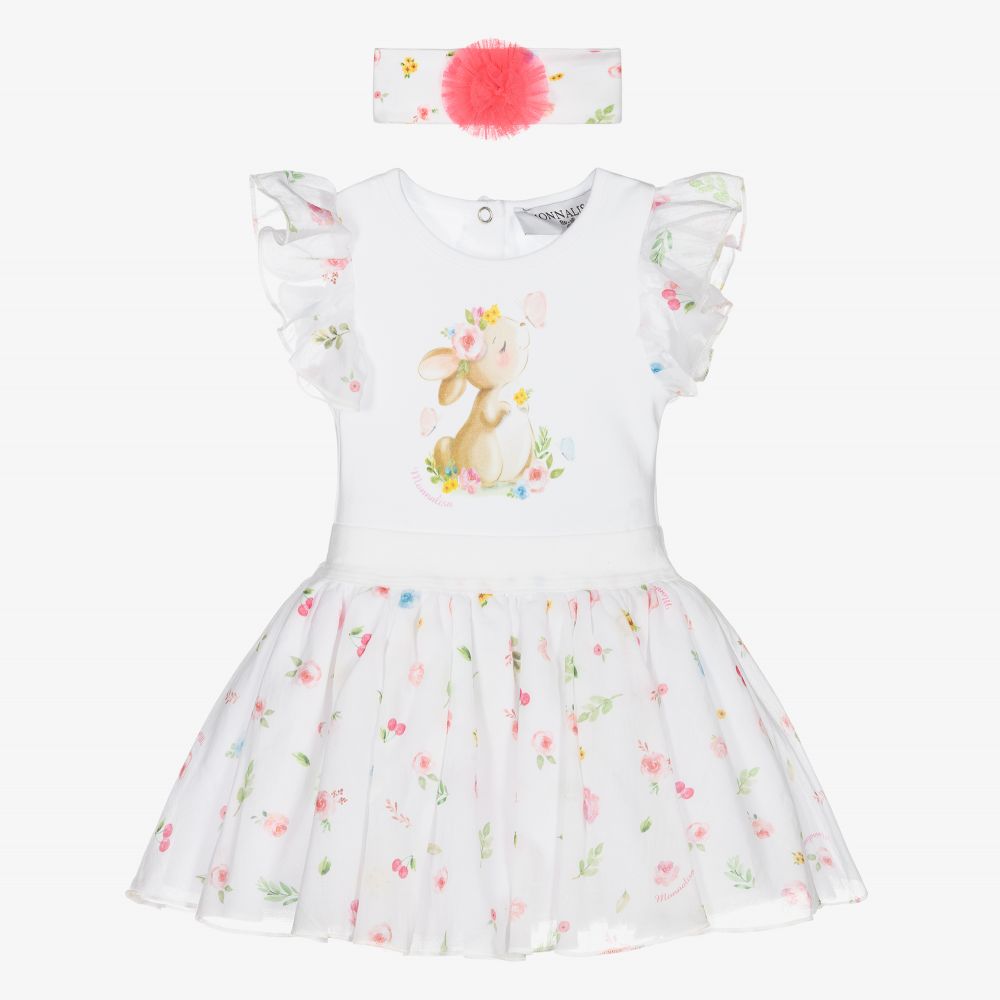 Monnalisa - White Cotton Skirt Set | Childrensalon