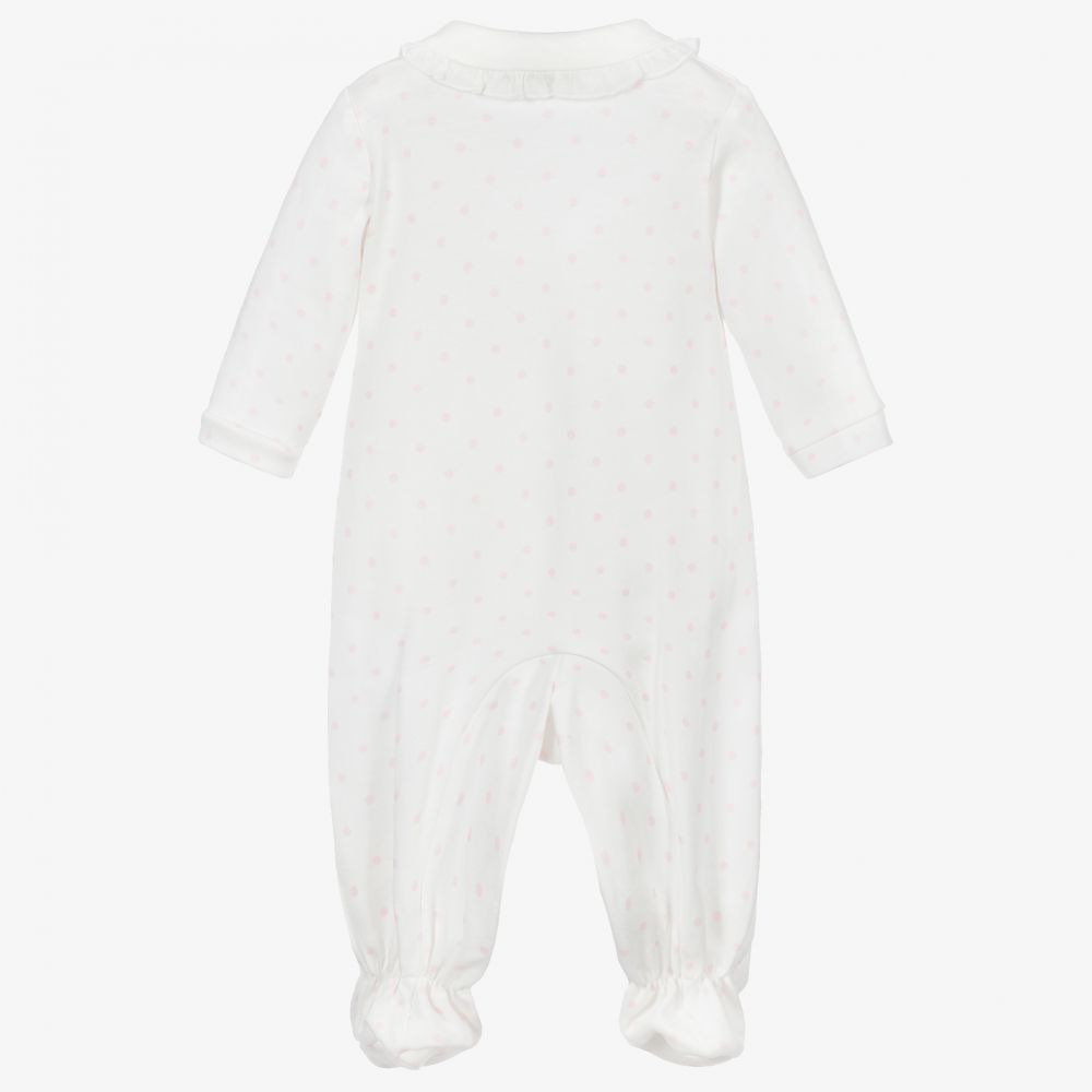 Monnalisa-Белый хлопковый комбинезон с медвежонком | Childrensalon Outlet