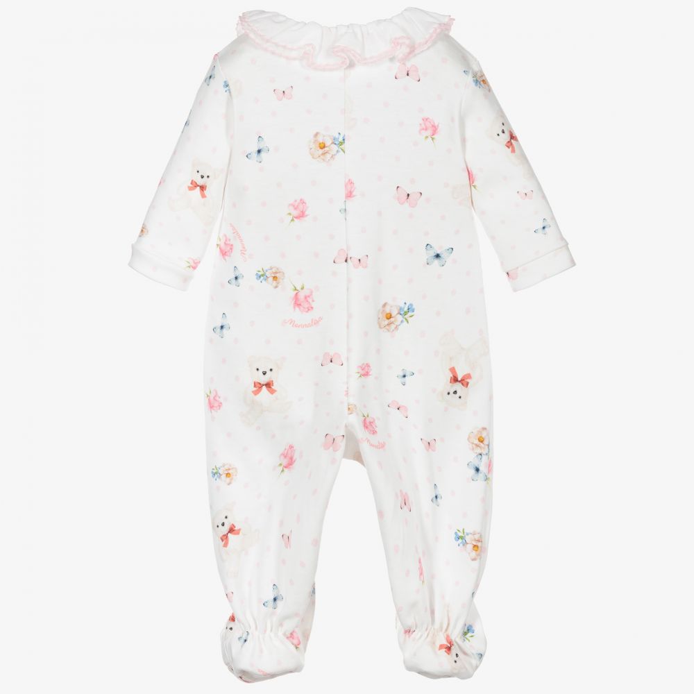 Monnalisa-Белый хлопковый комбинезон с медвежатами | Childrensalon Outlet