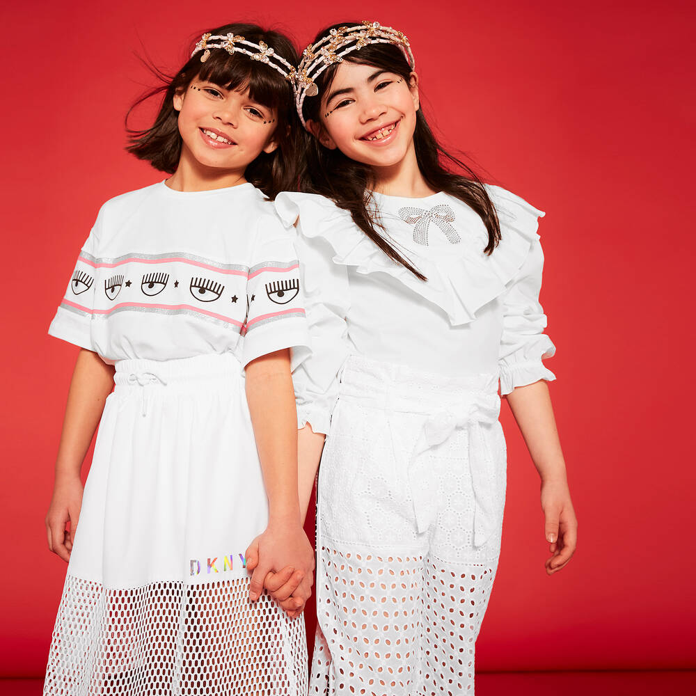 Monnalisa-Белые хлопковые брюки | Childrensalon Outlet