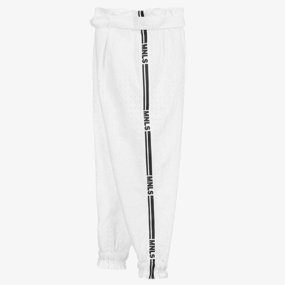 Monnalisa-Белые хлопковые брюки | Childrensalon Outlet