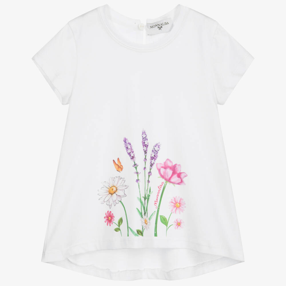 Monnalisa Bebé-White Cotton Tunic Top | Childrensalon Outlet