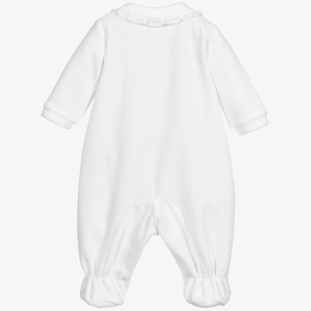 Monnalisa-Белый комбинезон из хлопкового велюра для малышей | Childrensalon Outlet