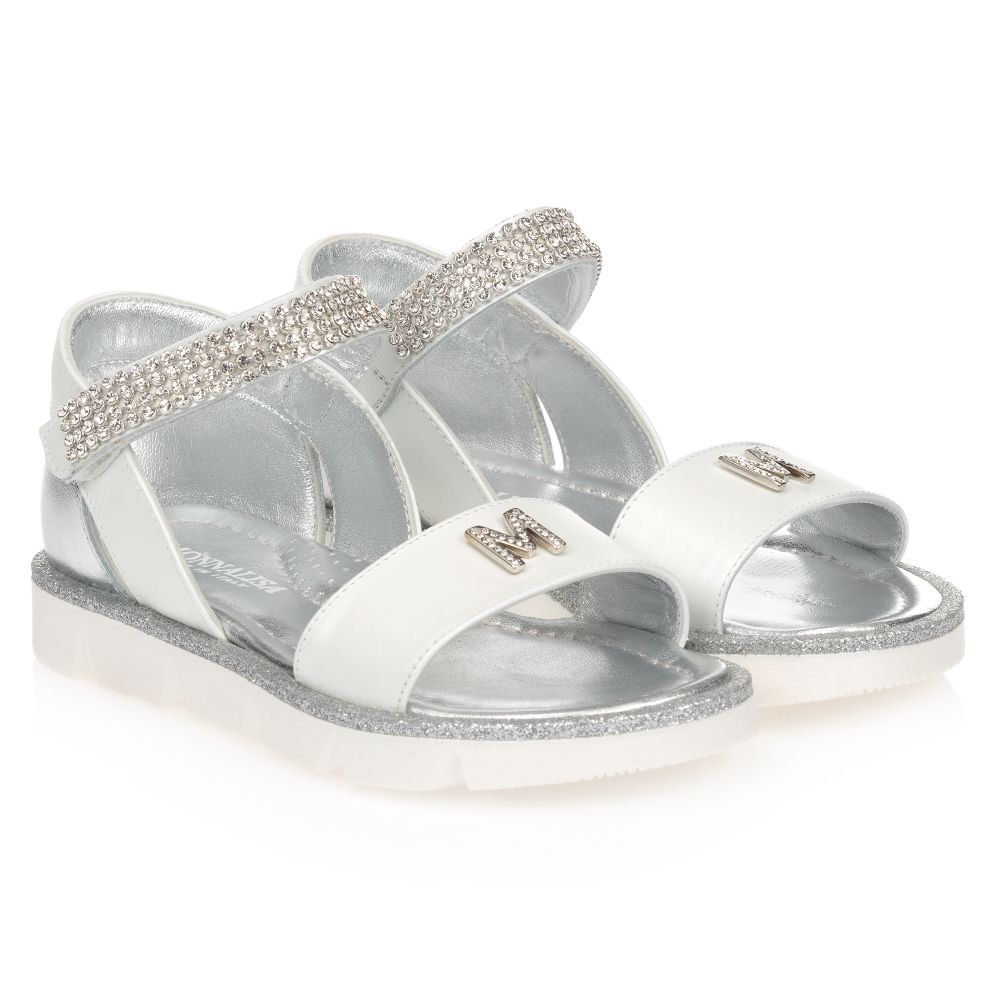Monnalisa - White Diamanté Sandals | Childrensalon