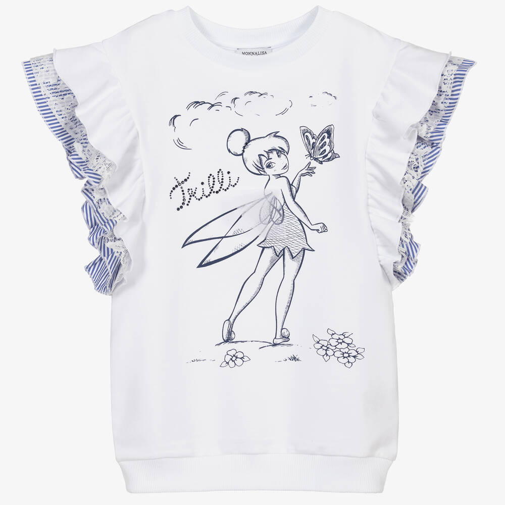 Monnalisa-White Disney© Tinkerbell Top | Childrensalon Outlet