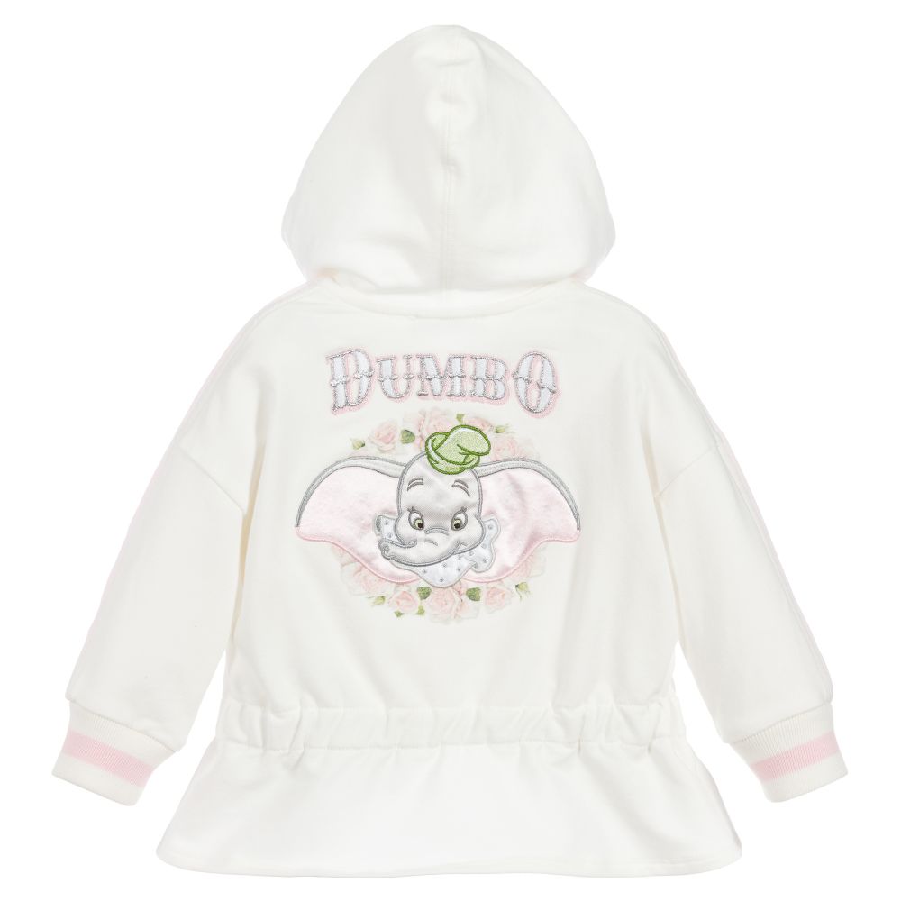 Monnalisa-توب بسحّاب أطفال بناتي قطن جيرسي لون أبيض | Childrensalon Outlet