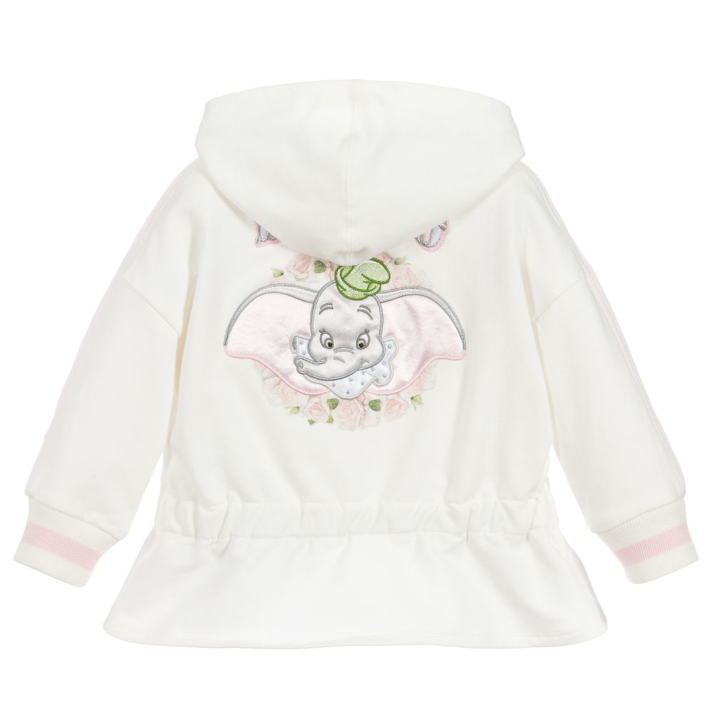 Monnalisa-توب بسحّاب أطفال بناتي قطن جيرسي لون أبيض | Childrensalon Outlet