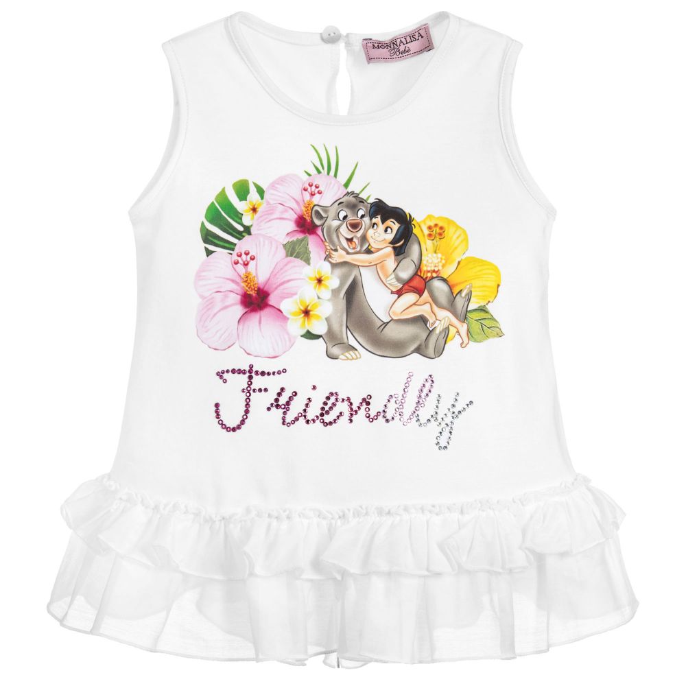 Monnalisa - White Disney Tunic Top | Childrensalon