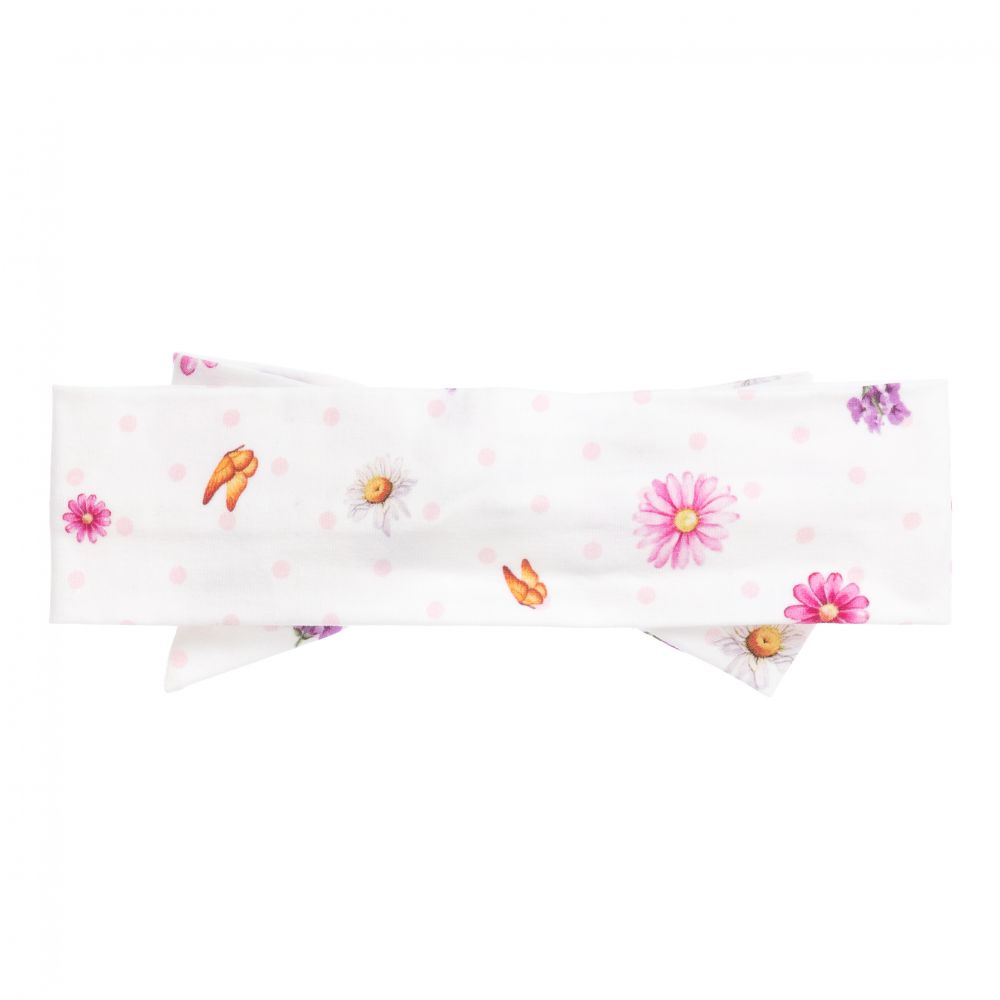 Monnalisa-Белая повязка на голову с цветочным рисунком | Childrensalon Outlet