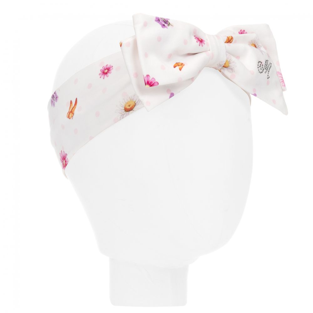 Monnalisa - Белая повязка на голову с цветочным рисунком | Childrensalon