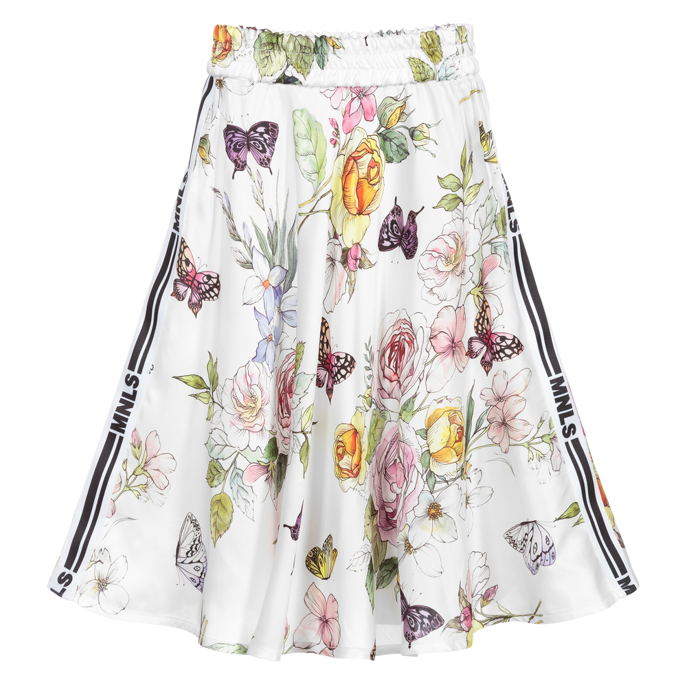 Monnalisa - Белая юбка миди с цветами | Childrensalon
