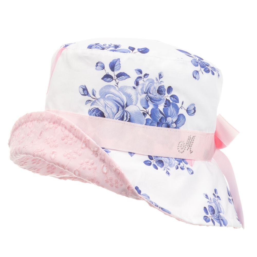White Floral Sun Hat | Childrensalon Outlet