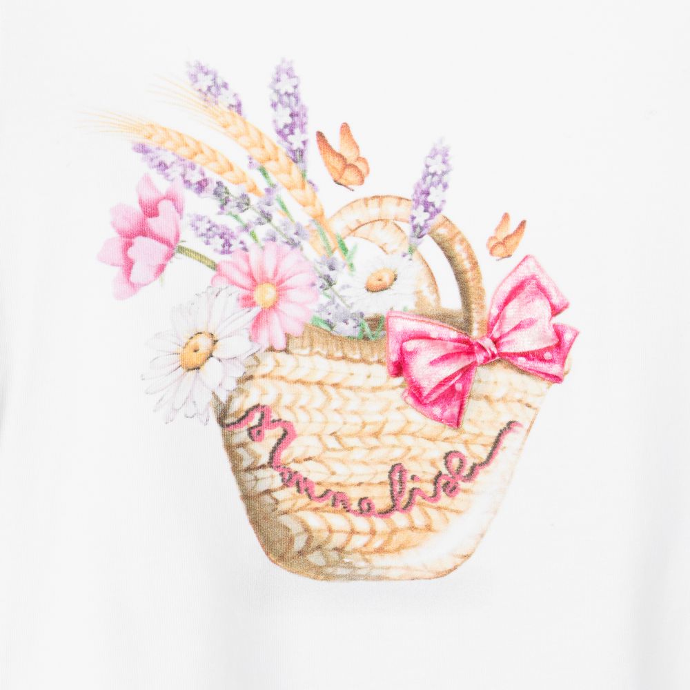 Monnalisa Бебе-Белое платье с цветами | Childrensalon Outlet