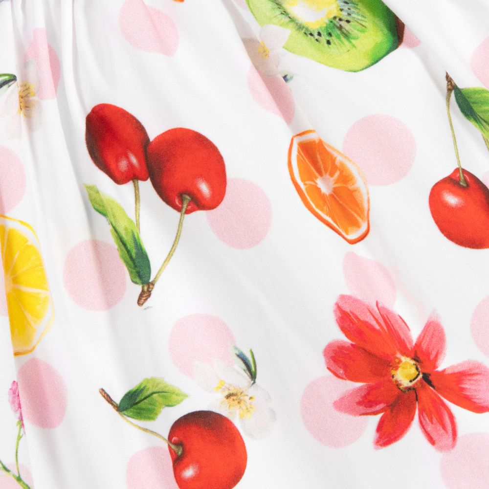 Monnalisa-White Fruit Print Cotton Skirt | Childrensalon Outlet