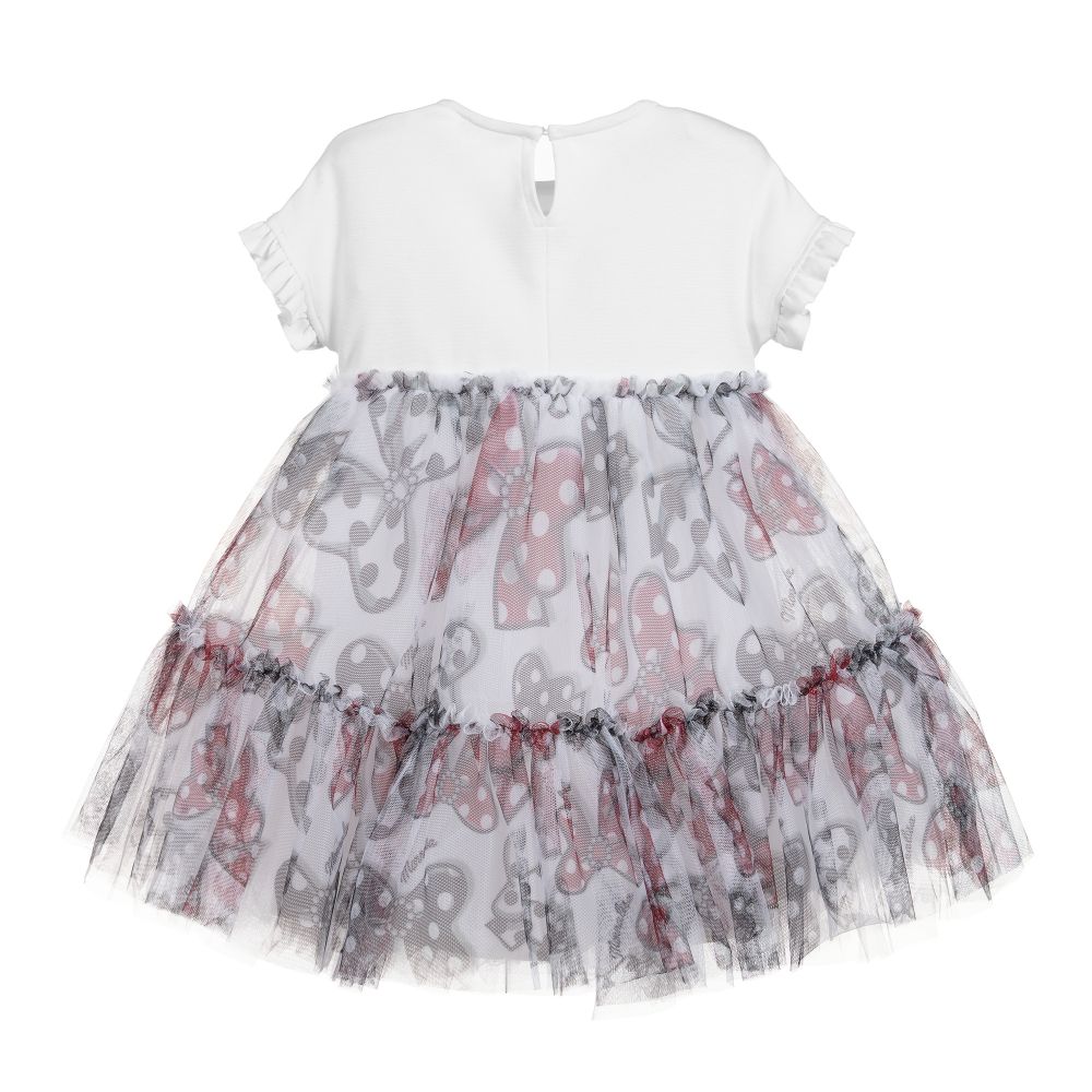 Monnalisa-White Jersey & Tulle Dress | Childrensalon Outlet