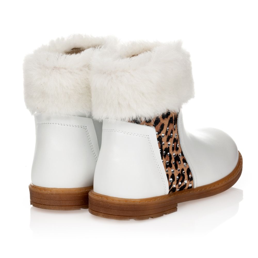 Monnalisa-Белые кожаные ботильоны | Childrensalon Outlet