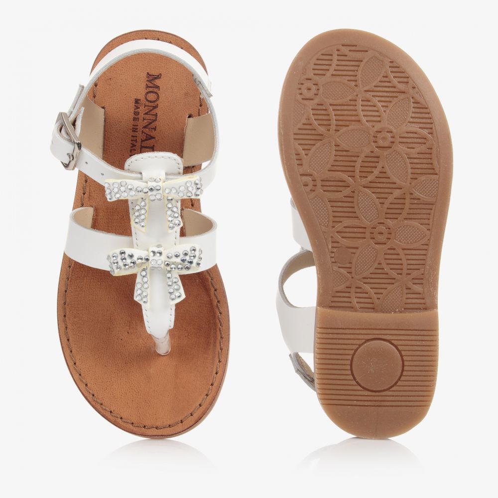 Monnalisa striped bow sandals - White